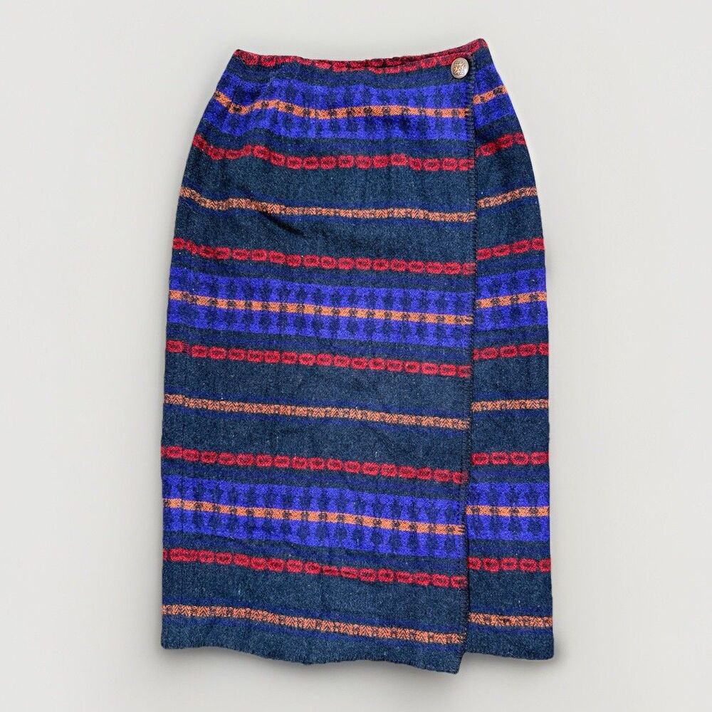 Vintage 70s Harris Wallace Wool Trible Knit Skirt Women’s Size 10